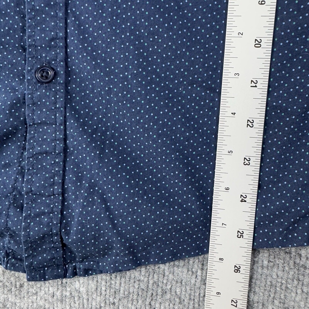 Beverly Hills‎ Polo Club Shirt Mens Medium Button-Up Short Sleeve Polka Dot Blue - Picture 5 of 7